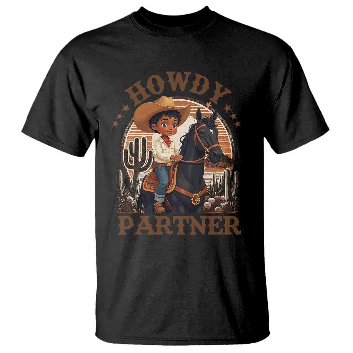 Black Cowboy T Shirt Howdy Partner Black History Month TS09 Black Print Your Wear