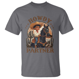 Black Cowboy T Shirt Howdy Partner Black History Month TS09 Charcoal Print Your Wear