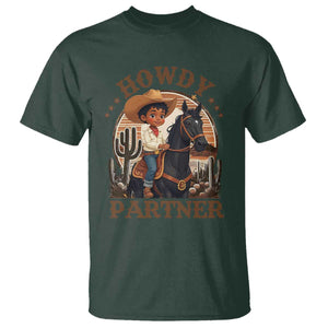 Black Cowboy T Shirt Howdy Partner Black History Month TS09 Dark Forest Green Print Your Wear