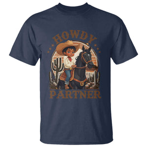 Black Cowboy T Shirt Howdy Partner Black History Month TS09 Navy Print Your Wear