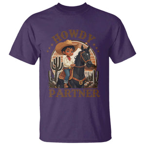 Black Cowboy T Shirt Howdy Partner Black History Month TS09 Purple Print Your Wear