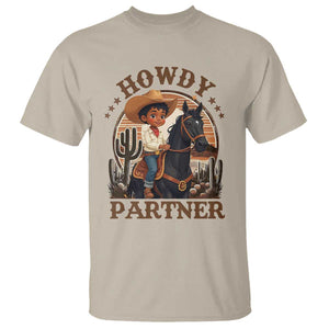 Black Cowboy T Shirt Howdy Partner Black History Month TS09 Sand Print Your Wear