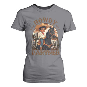 Black Cowboy T Shirt For Women Howdy Partner Black History Month TS09 Charcoal Print Your Wear