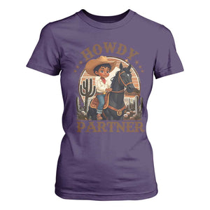 Black Cowboy T Shirt For Women Howdy Partner Black History Month TS09 Purple Print Your Wear