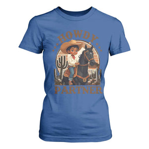 Black Cowboy T Shirt For Women Howdy Partner Black History Month TS09 Royal Blue Print Your Wear