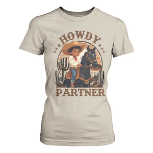 Black Cowboy T Shirt For Women Howdy Partner Black History Month TS09 Sand Print Your Wear