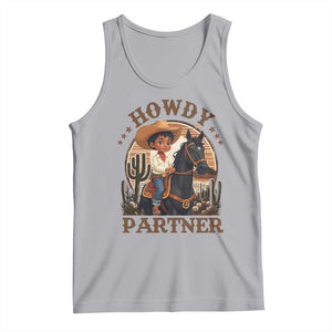 Black Cowboy Tank Top Howdy Partner Black History Month TS09 Athletic Heather Print Your Wear