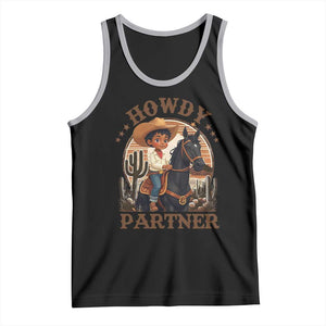 Black Cowboy Tank Top Howdy Partner Black History Month TS09 Black Athletic Heather Print Your Wear