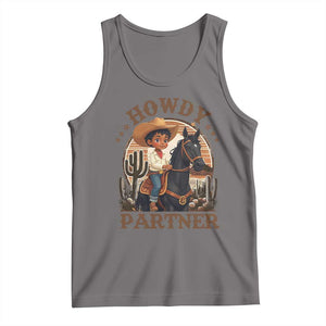 Black Cowboy Tank Top Howdy Partner Black History Month TS09 Deep Heather Print Your Wear