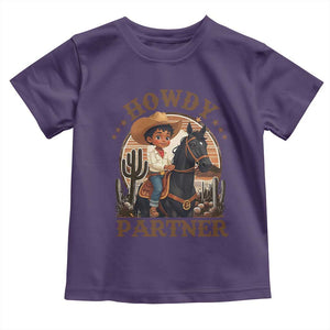 Black Cowboy Toddler T Shirt Howdy Partner Black History Month TS09 Purple Print Your Wear