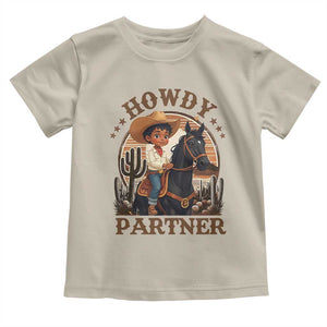 Black Cowboy Toddler T Shirt Howdy Partner Black History Month TS09 Sand Print Your Wear