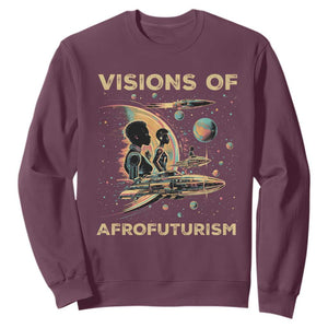 Visions Of Afrofuturism African American Sweatshirt Black History And Future TS09 Maroon Print Your Wear