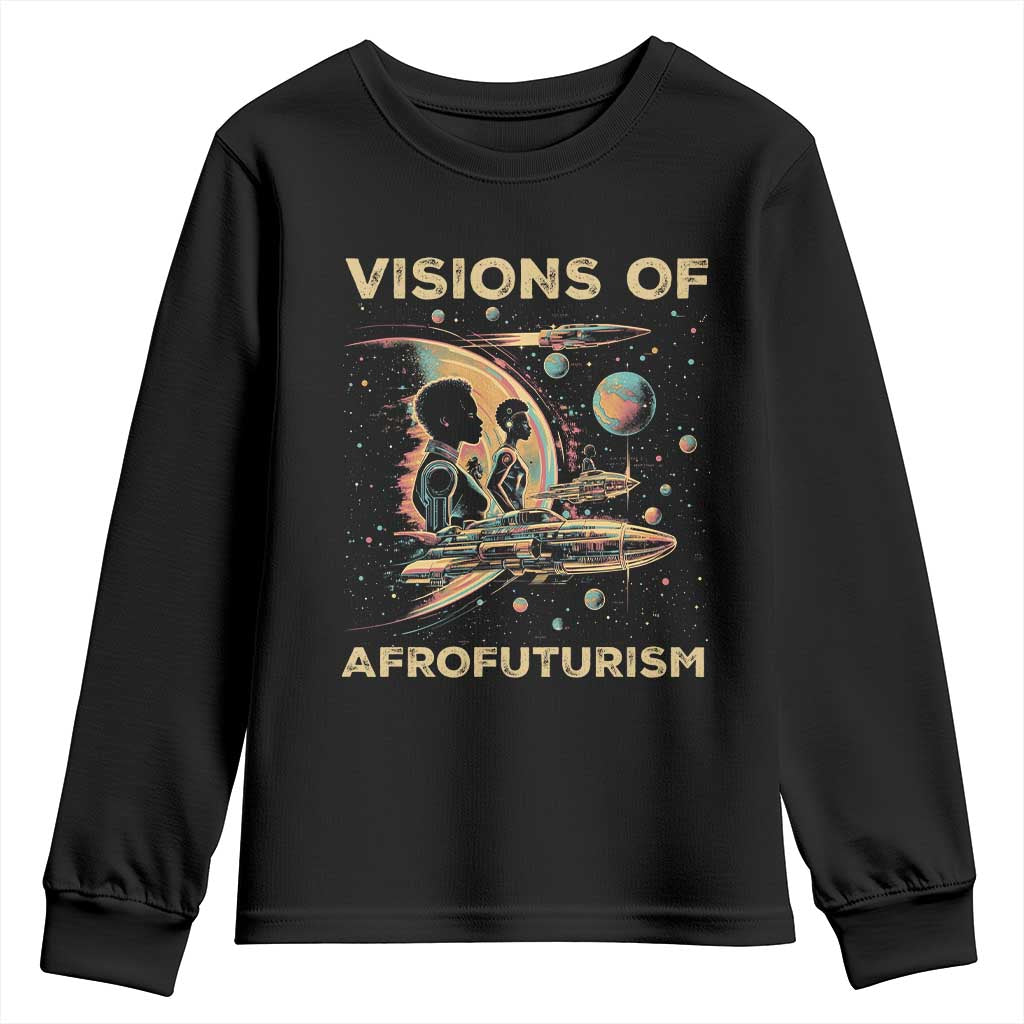 Visions Of Afrofuturism African American Youth Sweatshirt Black History And Future TS09 Black Print Your Wear