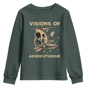 Visions Of Afrofuturism African American Youth Sweatshirt Black History And Future TS09 Dark Forest Green Print Your Wear