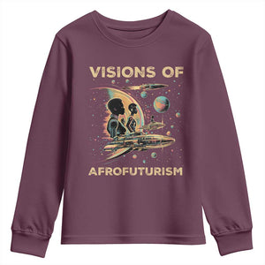 Visions Of Afrofuturism African American Youth Sweatshirt Black History And Future TS09 Maroon Print Your Wear