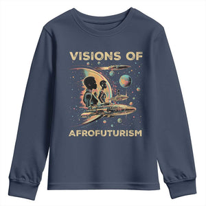 Visions Of Afrofuturism African American Youth Sweatshirt Black History And Future TS09 Navy Print Your Wear