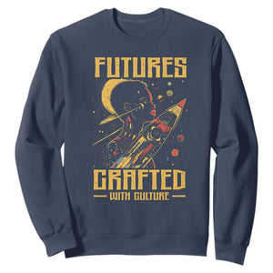 Afrofuturism African American Sweatshirt Futures Crafted With Culture TS09 Navy Print Your Wear