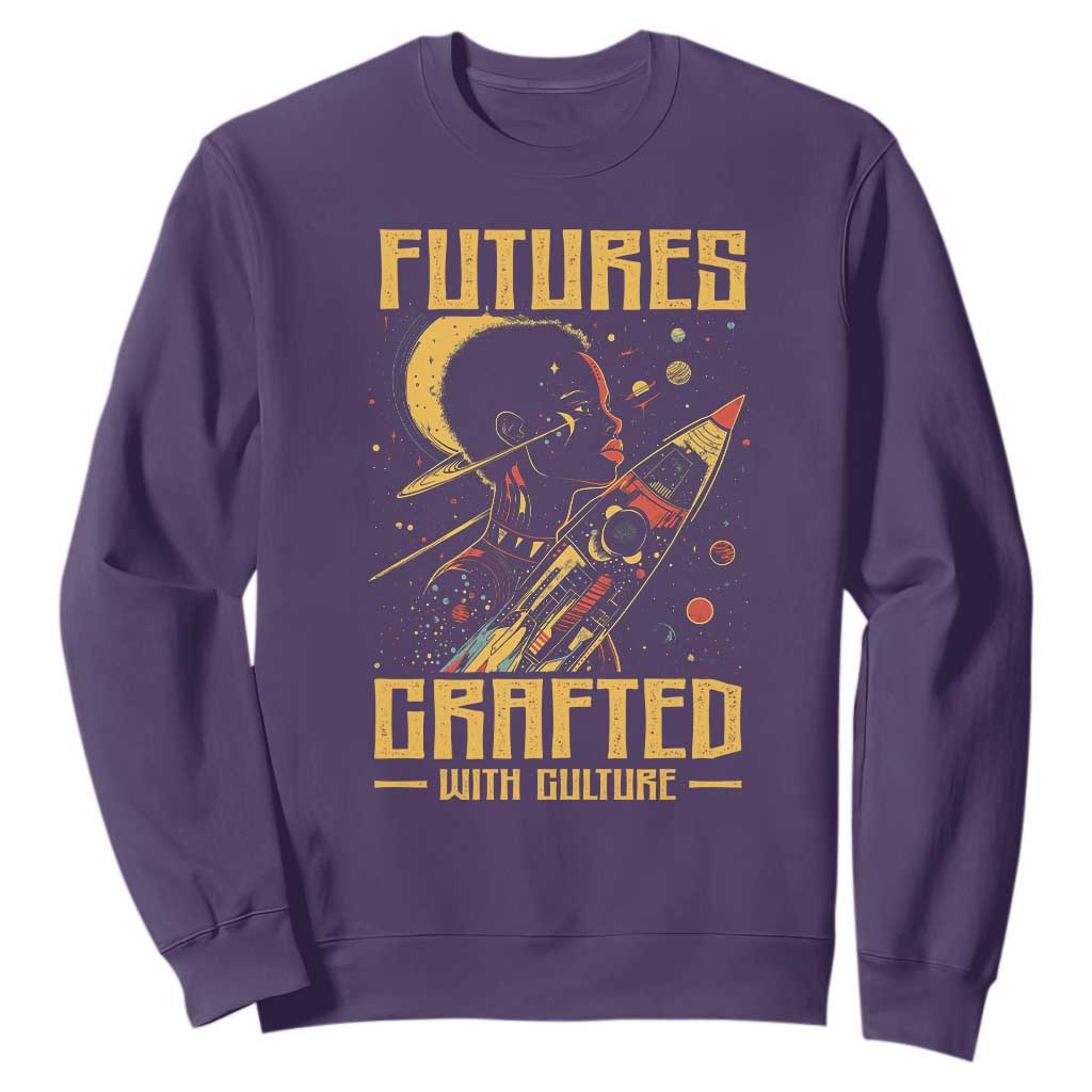 Afrofuturism African American Sweatshirt Futures Crafted With Culture TS09 Purple Print Your Wear