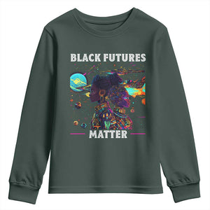 Afrofuturism African American Youth Sweatshirt Black Futures Matter TS09 Dark Forest Green Print Your Wear