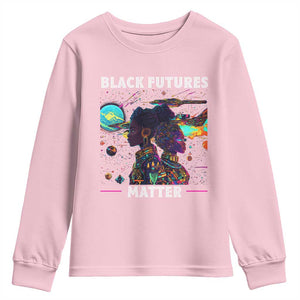 Afrofuturism African American Youth Sweatshirt Black Futures Matter TS09 Light Pink Print Your Wear