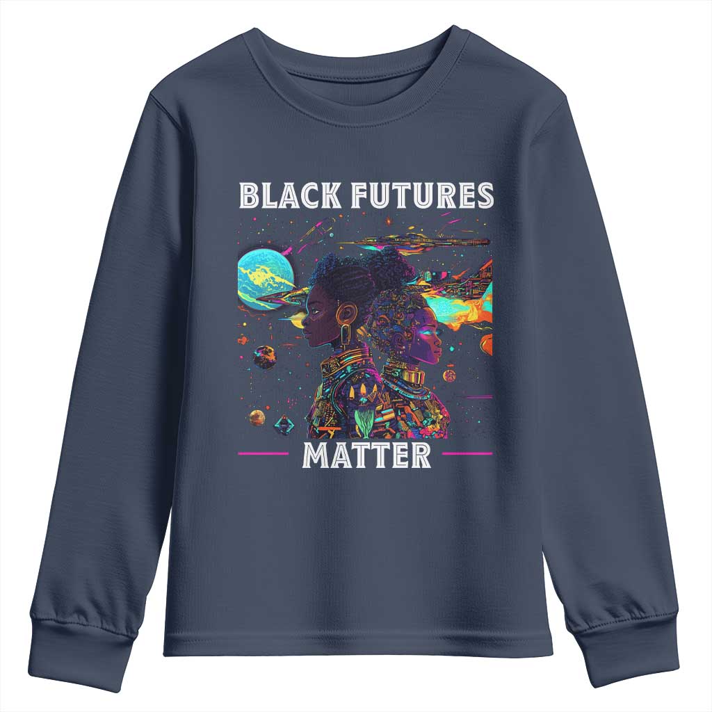 Afrofuturism African American Youth Sweatshirt Black Futures Matter TS09 Navy Print Your Wear