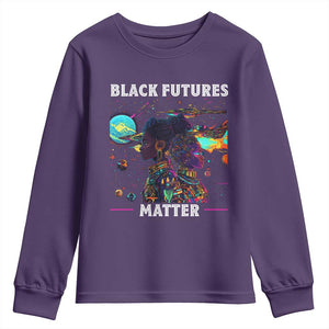 Afrofuturism African American Youth Sweatshirt Black Futures Matter TS09 Purple Print Your Wear