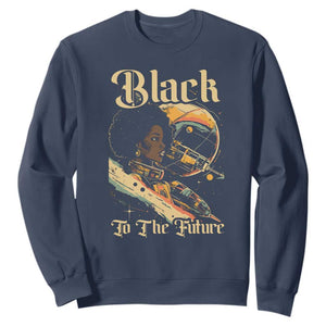 Afrofuturism African American Sweatshirt Black To The Future TS09 Navy Print Your Wear