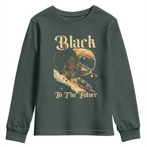 Afrofuturism African American Youth Sweatshirt Black To The Future TS09 Dark Forest Green Print Your Wear