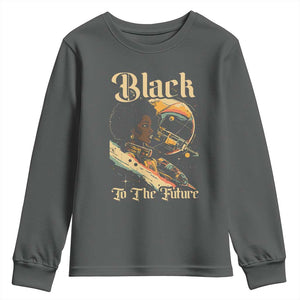 Afrofuturism African American Youth Sweatshirt Black To The Future TS09 Dark Heather Print Your Wear