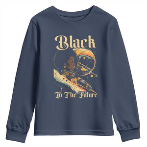 Afrofuturism African American Youth Sweatshirt Black To The Future TS09 Navy Print Your Wear