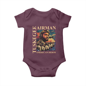 Tuskegee Airman Baby Onesie American Heroes US Pilots Black History TS09 Maroon Print Your Wear