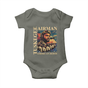 Tuskegee Airman Baby Onesie American Heroes US Pilots Black History TS09 Military Green Print Your Wear