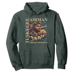 Tuskegee Airman Hoodie American Heroes US Pilots Black History TS09 Dark Forest Green Print Your Wear