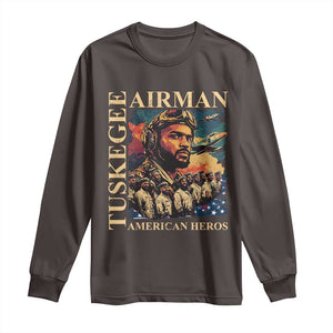 Tuskegee Airman Long Sleeve Shirt American Heroes US Pilots Black History TS09 Dark Chocolate Print Your Wear