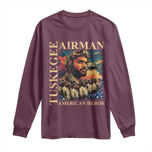 Tuskegee Airman Long Sleeve Shirt American Heroes US Pilots Black History TS09 Maroon Print Your Wear