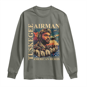 Tuskegee Airman Long Sleeve Shirt American Heroes US Pilots Black History TS09 Military Green Print Your Wear