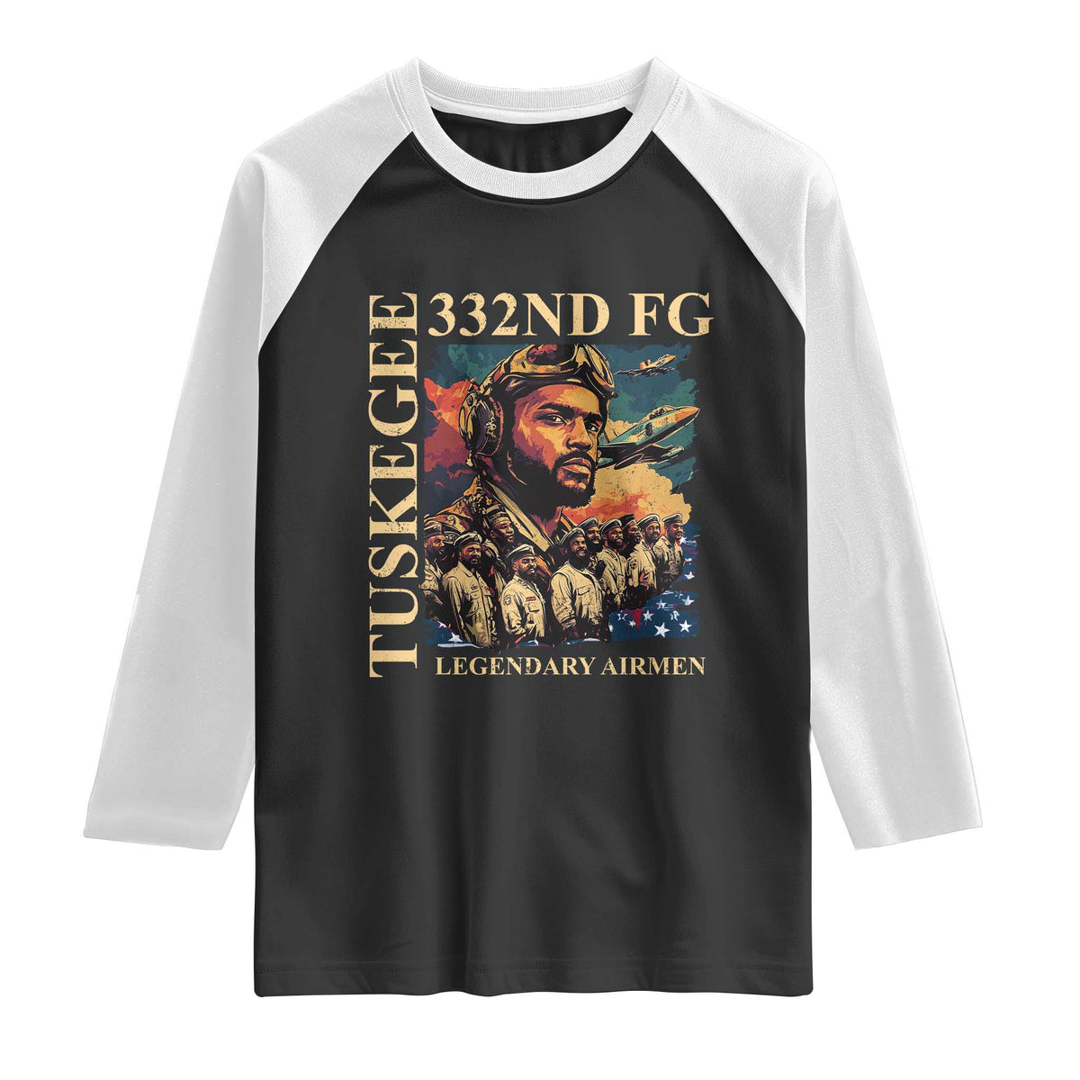 Tuskegee Airman Raglan Shirt American Heroes US Pilots Black History TS09 Black White Print Your Wear
