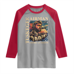 Tuskegee Airman Raglan Shirt American Heroes US Pilots Black History TS09 Sport Gray Red Print Your Wear