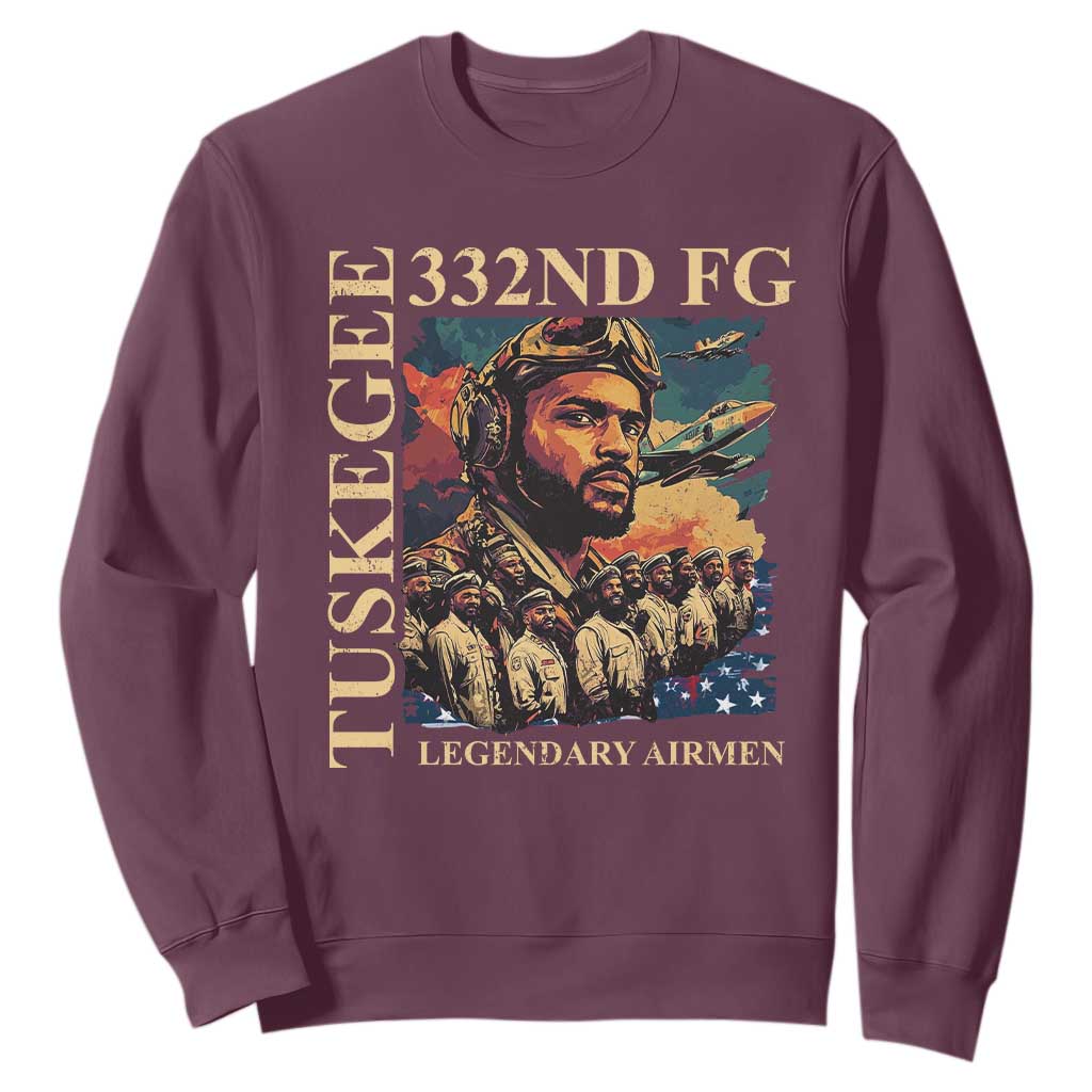 Tuskegee Airman Sweatshirt American Heroes US Pilots Black History TS09 Maroon Print Your Wear