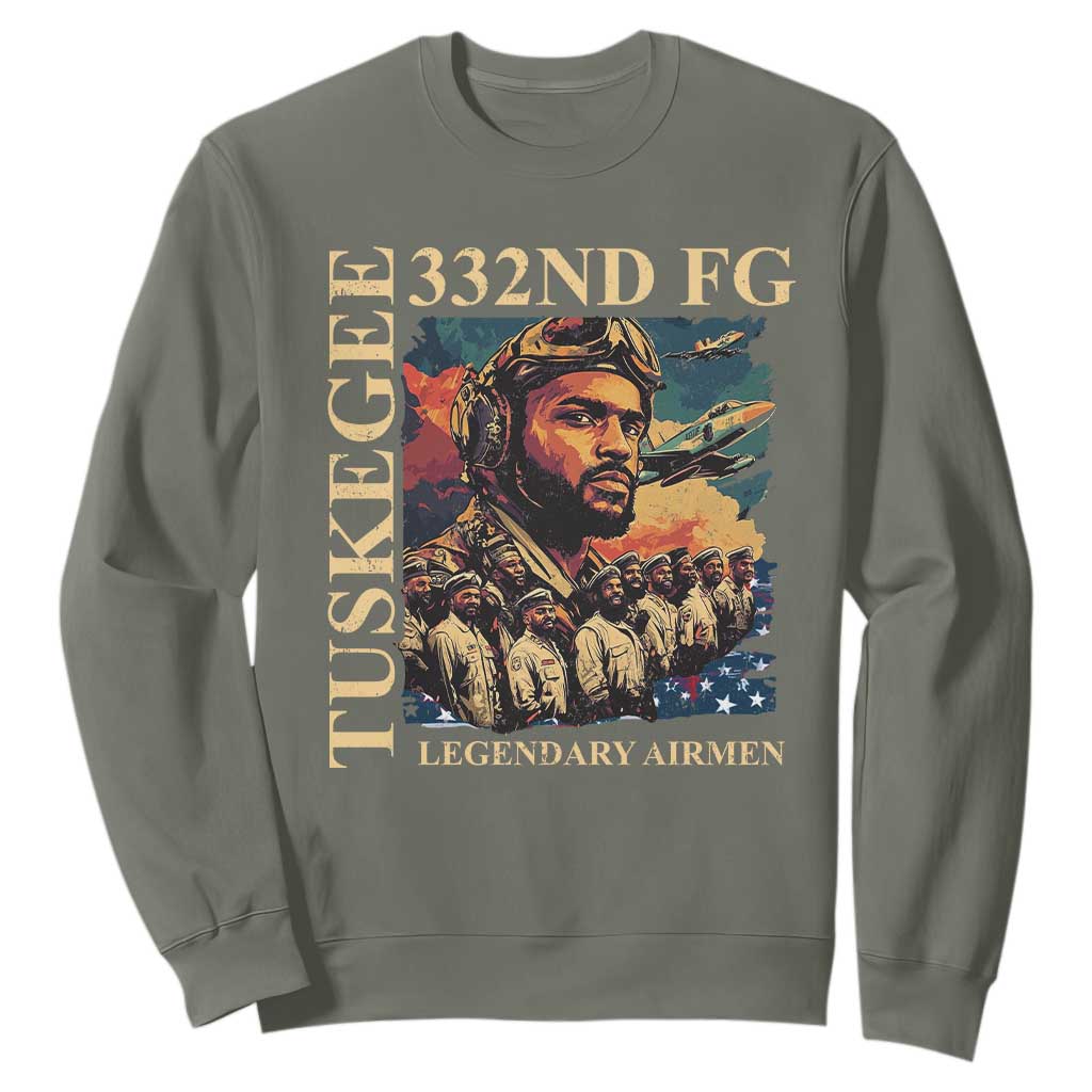 Tuskegee Airman Sweatshirt American Heroes US Pilots Black History TS09 Military Green Print Your Wear