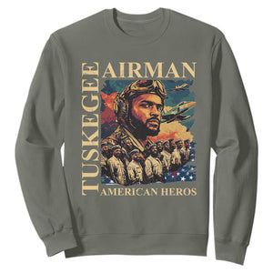 Tuskegee Airman Sweatshirt American Heroes US Pilots Black History TS09 Military Green Print Your Wear