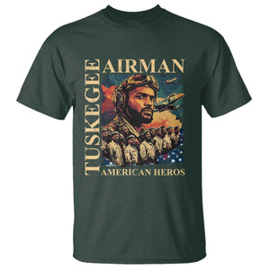 Tuskegee Airman T Shirt American Heroes US Pilots Black History TS09 Dark Forest Green Print Your Wear