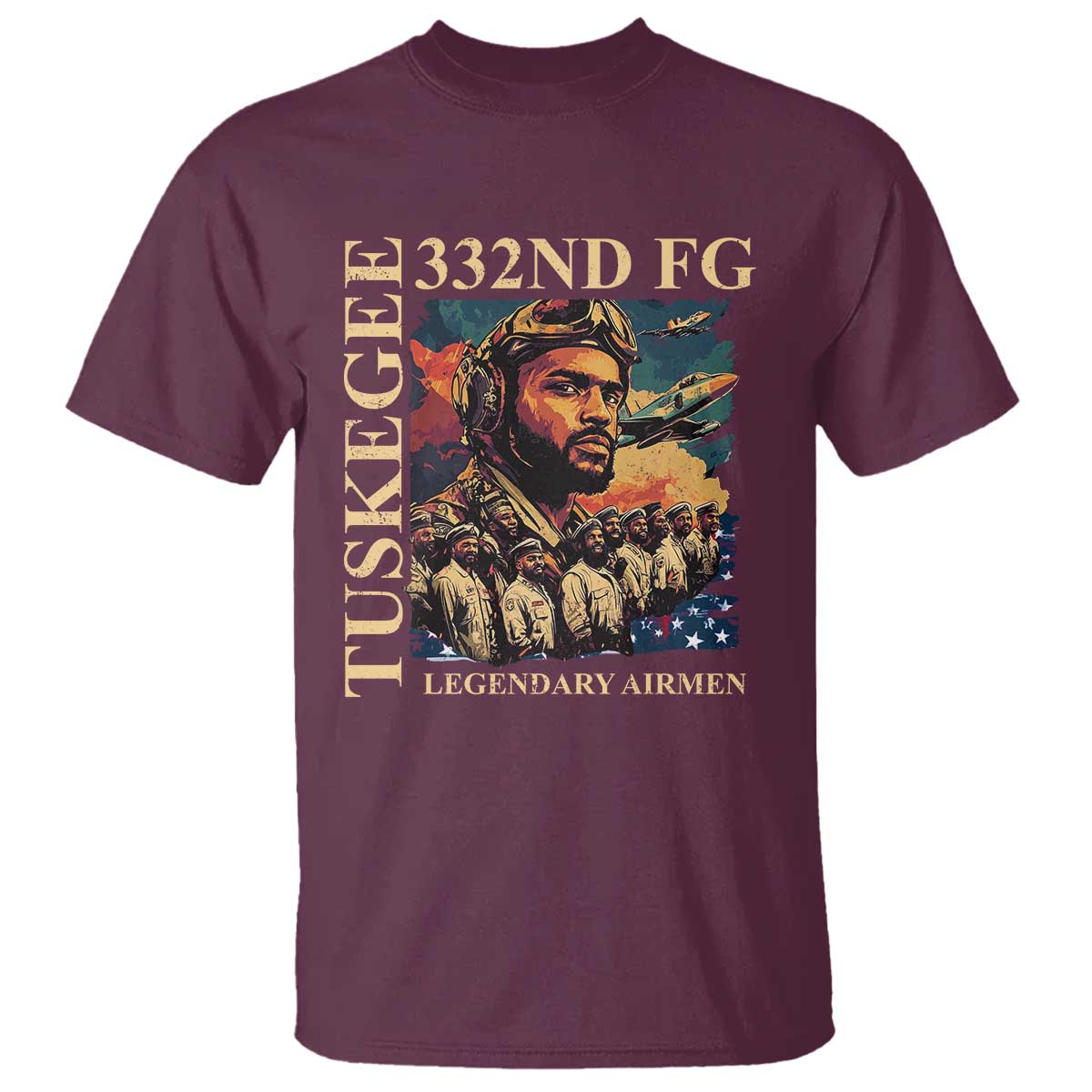 Tuskegee Airman T Shirt - American Heroes US Pilots Black History TS09 Maroon Print Your Wear
