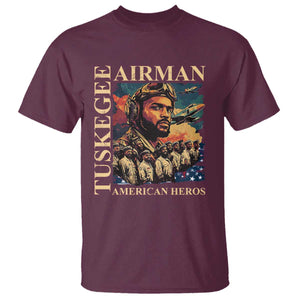 Tuskegee Airman T Shirt American Heroes US Pilots Black History TS09 Maroon Print Your Wear