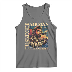 Tuskegee Airman Tank Top American Heroes US Pilots Black History TS09 Black Heather Print Your Wear