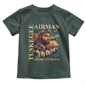 Tuskegee Airman Toddler T Shirt American Heroes US Pilots Black History TS09 Dark Forest Green Print Your Wear