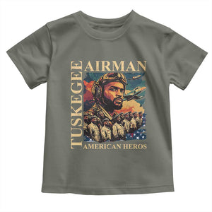 Tuskegee Airman Toddler T Shirt American Heroes US Pilots Black History TS09 Military Green Print Your Wear