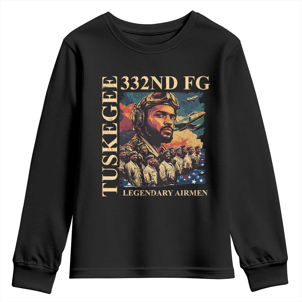 Tuskegee Airman Youth Sweatshirt American Heroes US Pilots Black History TS09 Black Print Your Wear