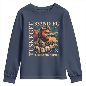 Tuskegee Airman Youth Sweatshirt American Heroes US Pilots Black History TS09 Navy Print Your Wear