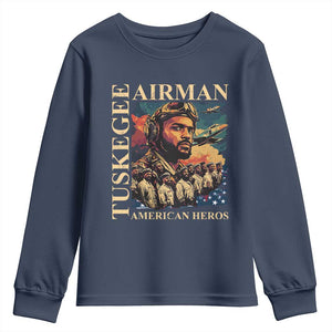 Tuskegee Airman Youth Sweatshirt American Heroes US Pilots Black History TS09 Navy Print Your Wear